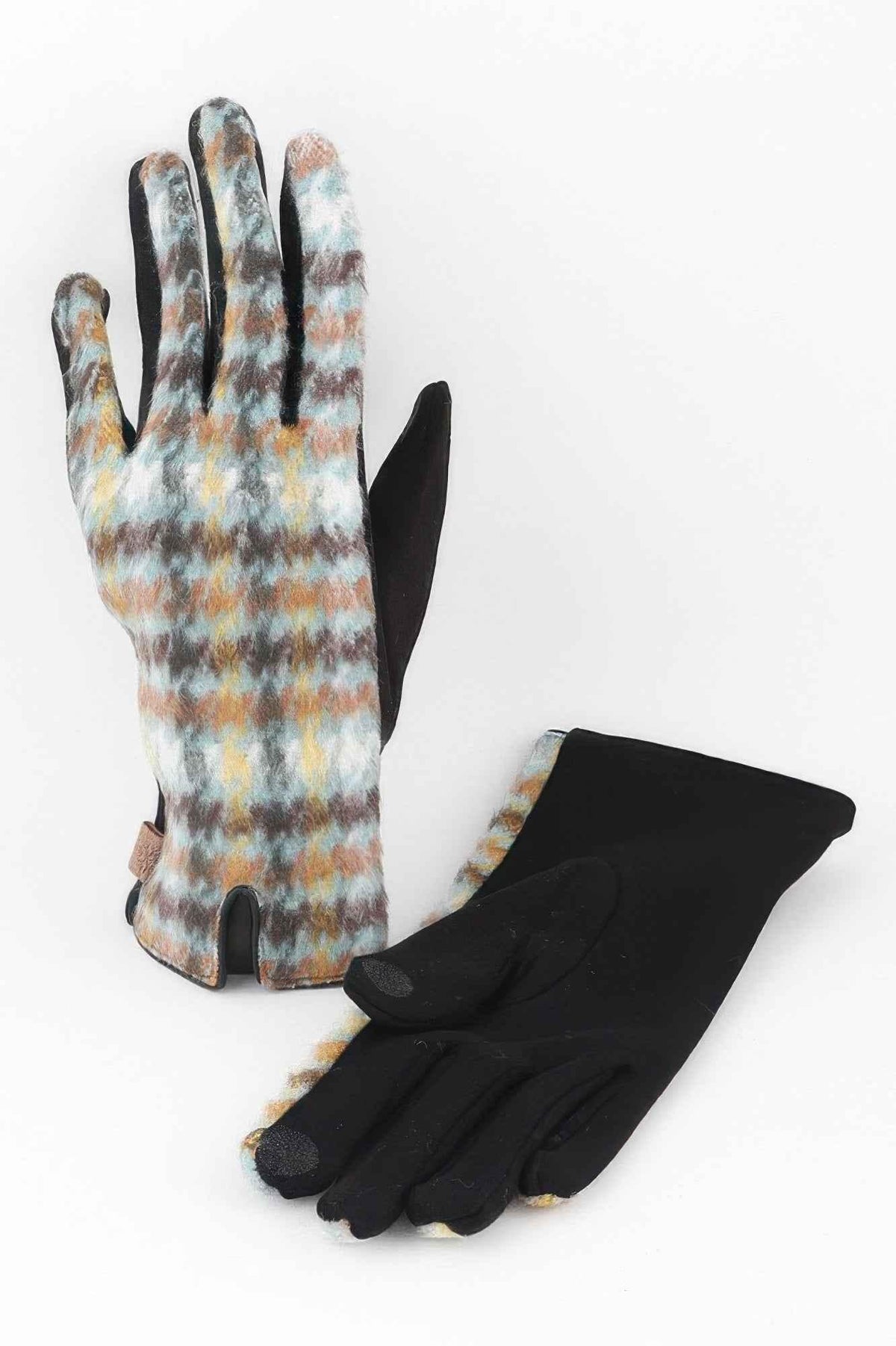 Soft Fur Plaid Gloves
