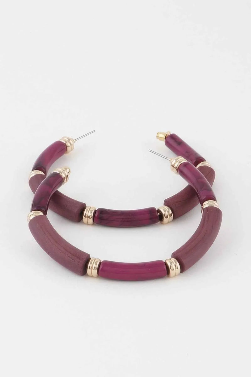 Multi Marble Hoop Earrings