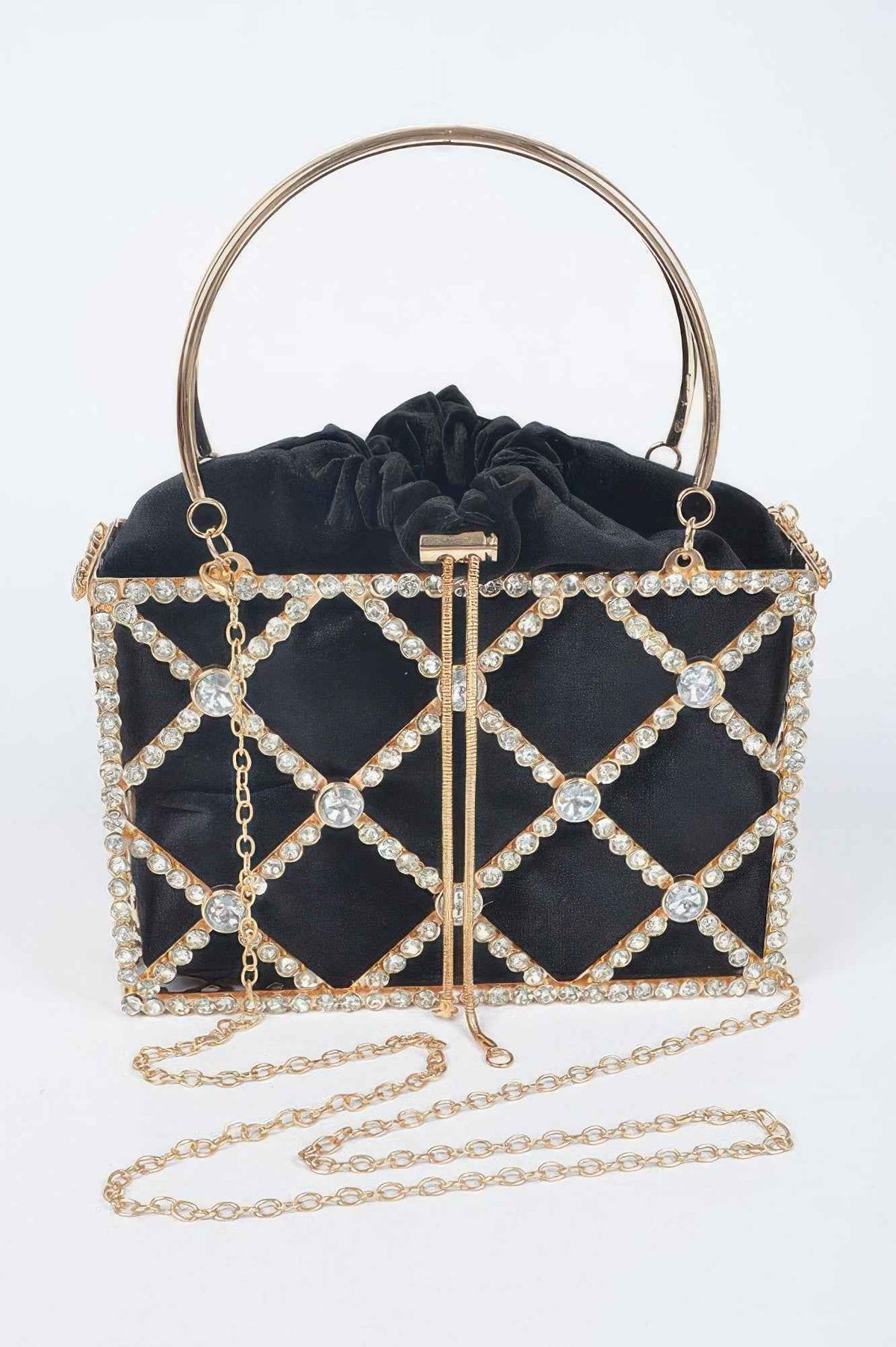 Rhinestone Metal Frame Clutch