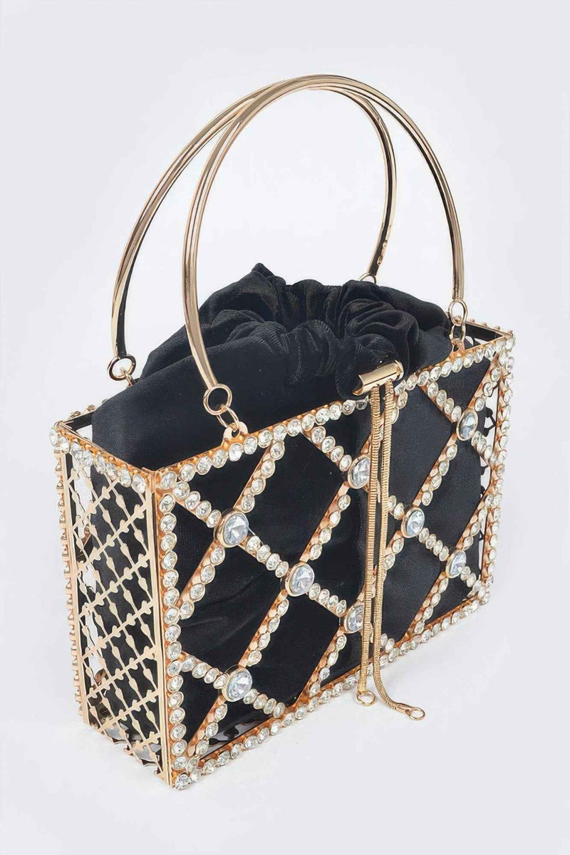 Rhinestone Metal Frame Clutch
