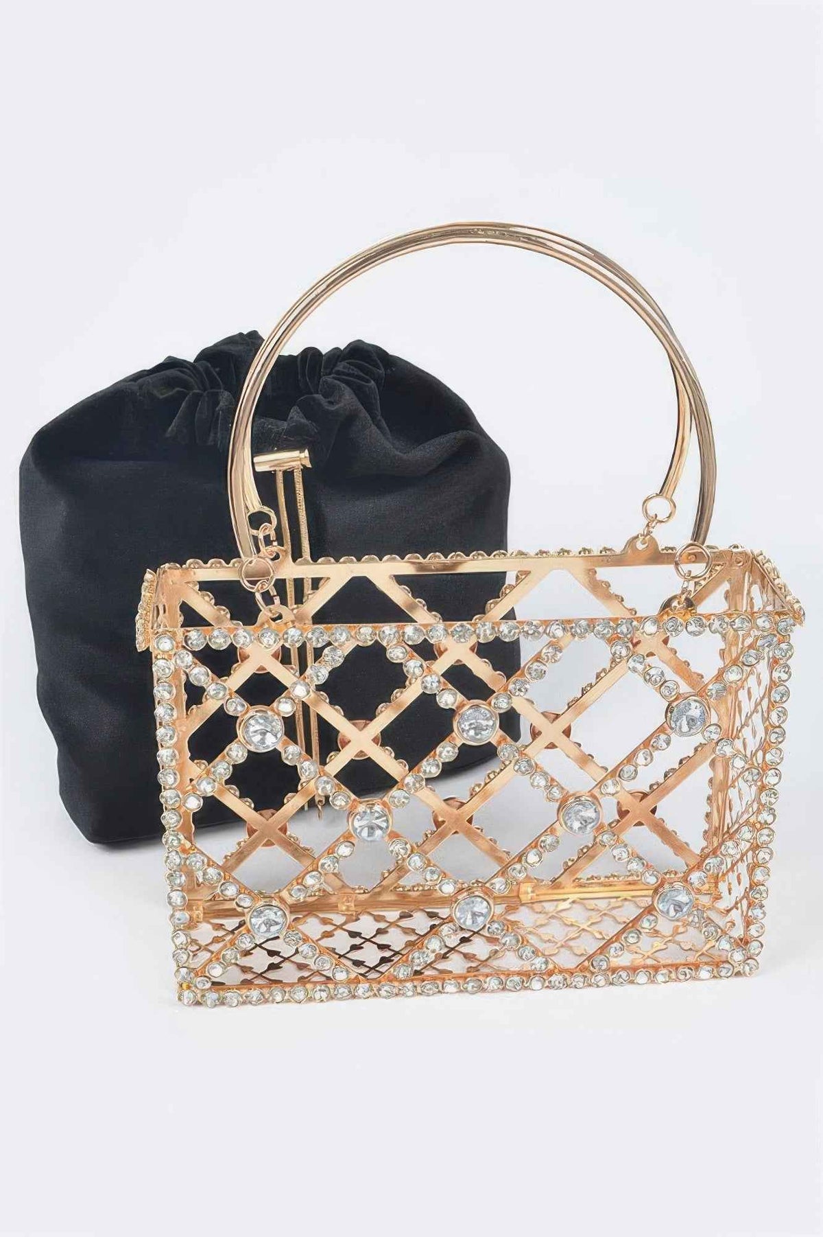 Rhinestone Metal Frame Clutch