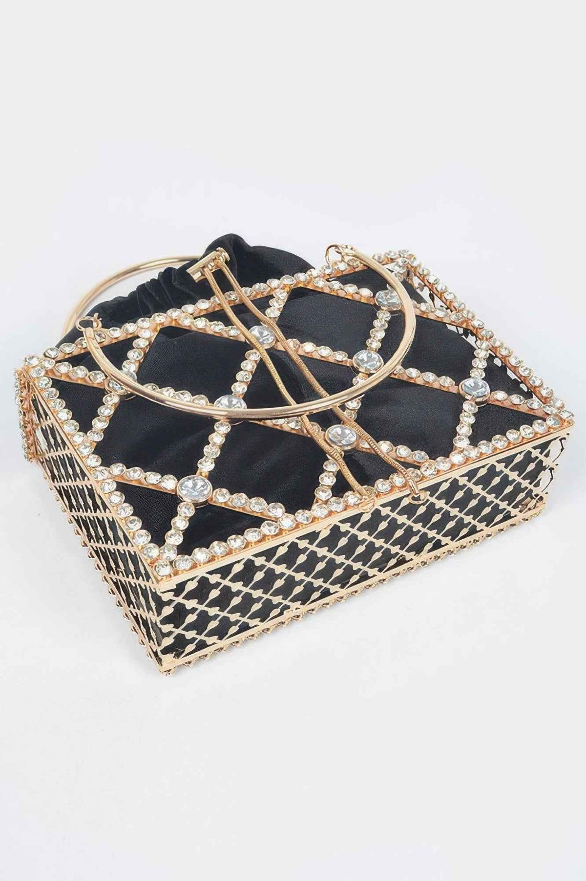 Rhinestone Metal Frame Clutch