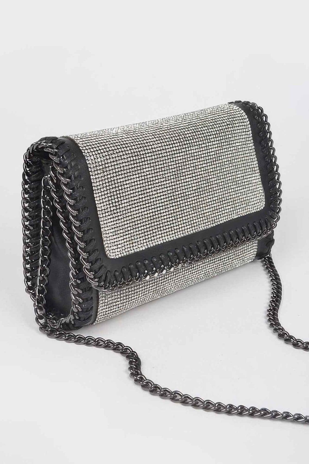 Multi Color Rhinestone Chain Braided Clutch