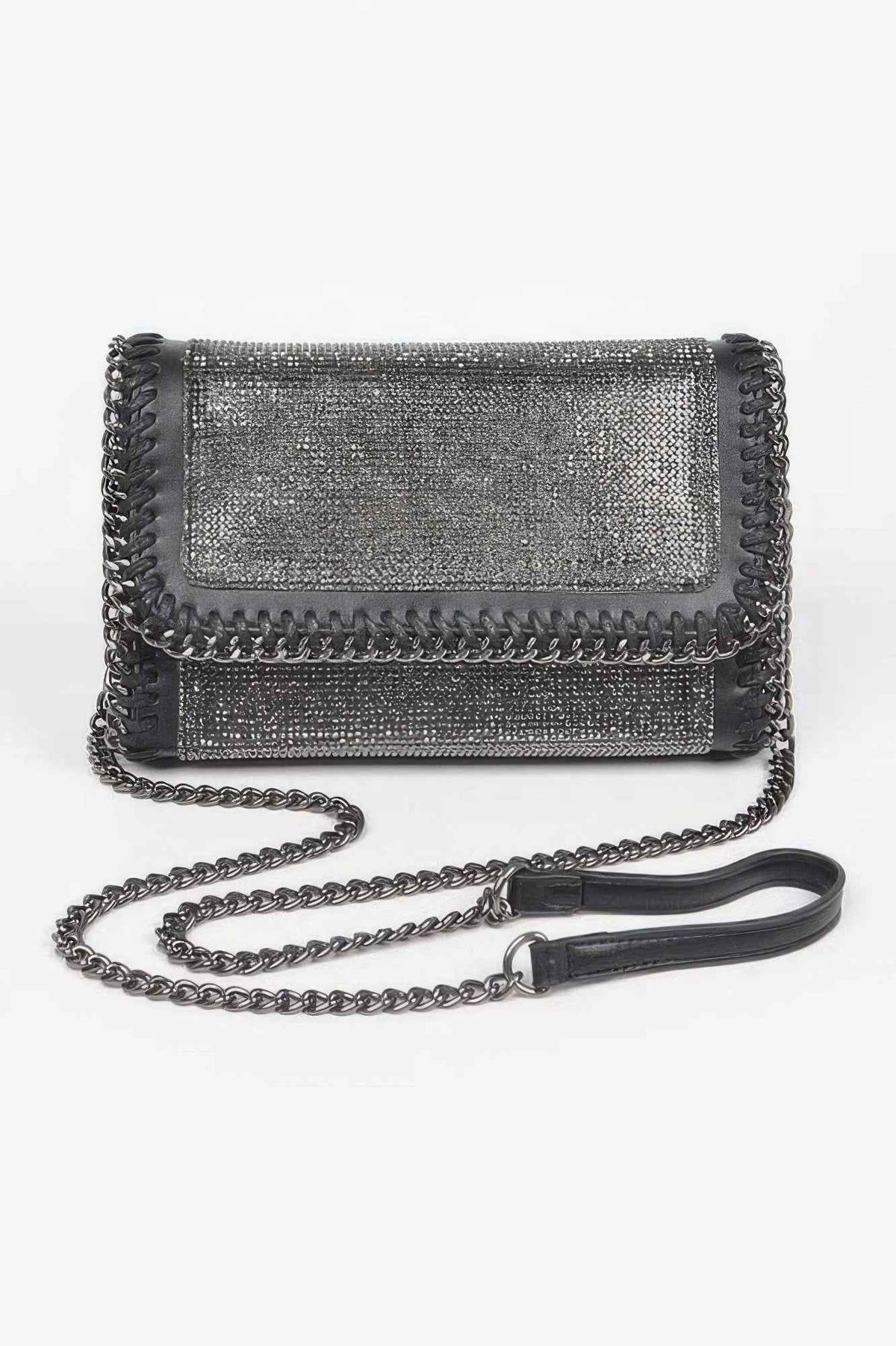 Multi Color Rhinestone Chain Braided Clutch