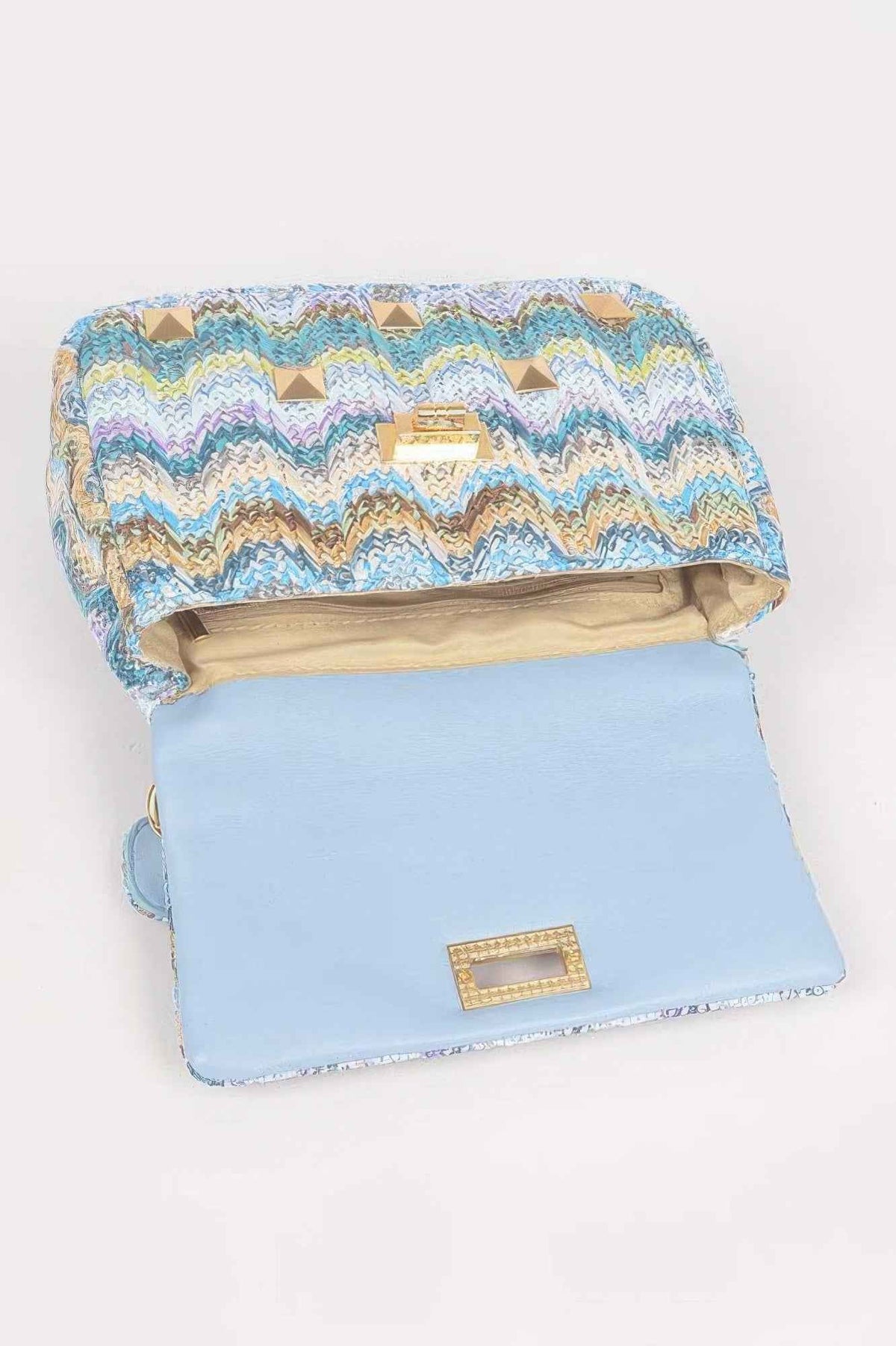 Faux Straw Flap Top Handle Bag