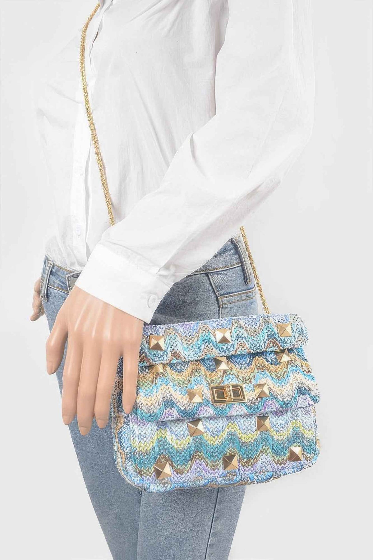Faux Straw Flap Top Handle Bag