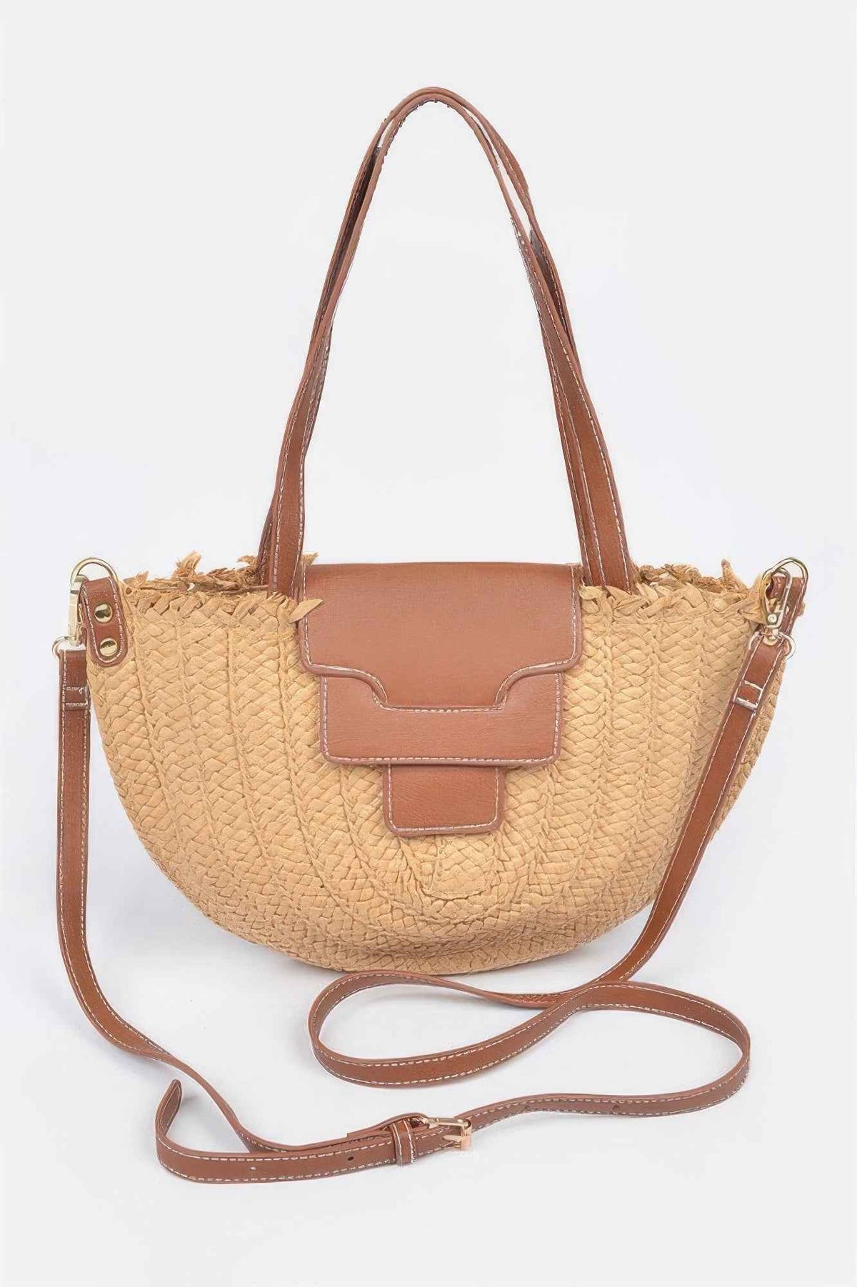 Faux Straw Crossbody Bag