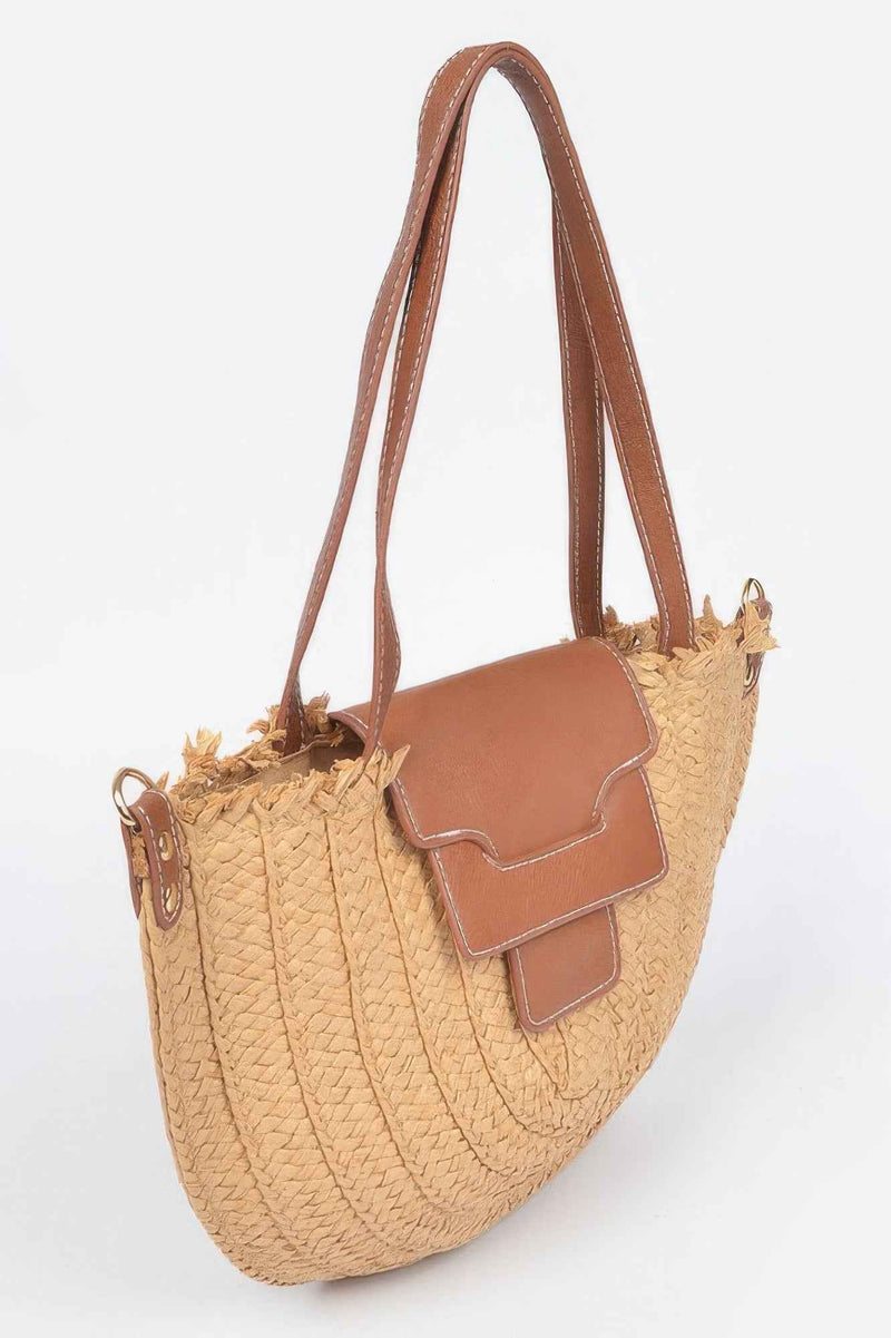 Faux Straw Crossbody Bag