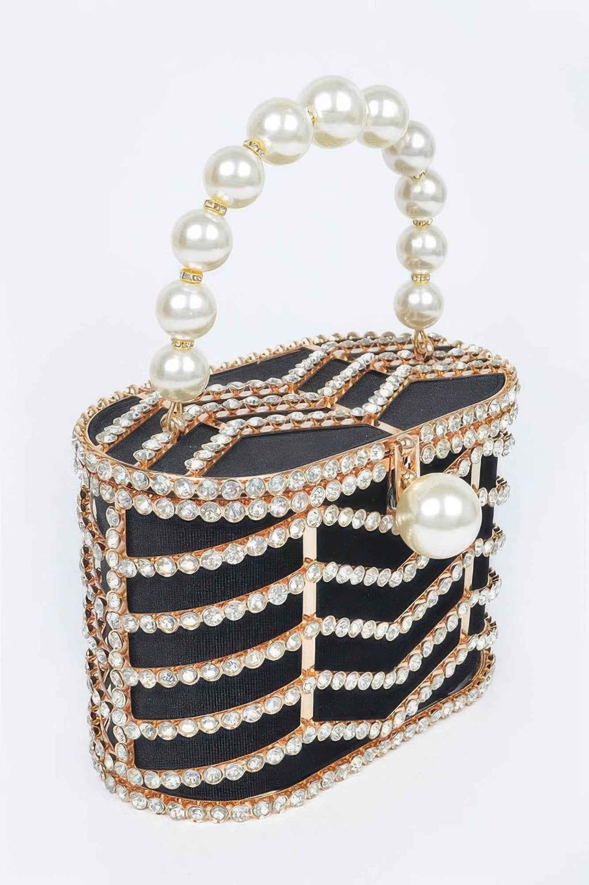 Rhinestone Metal Frame Clutch