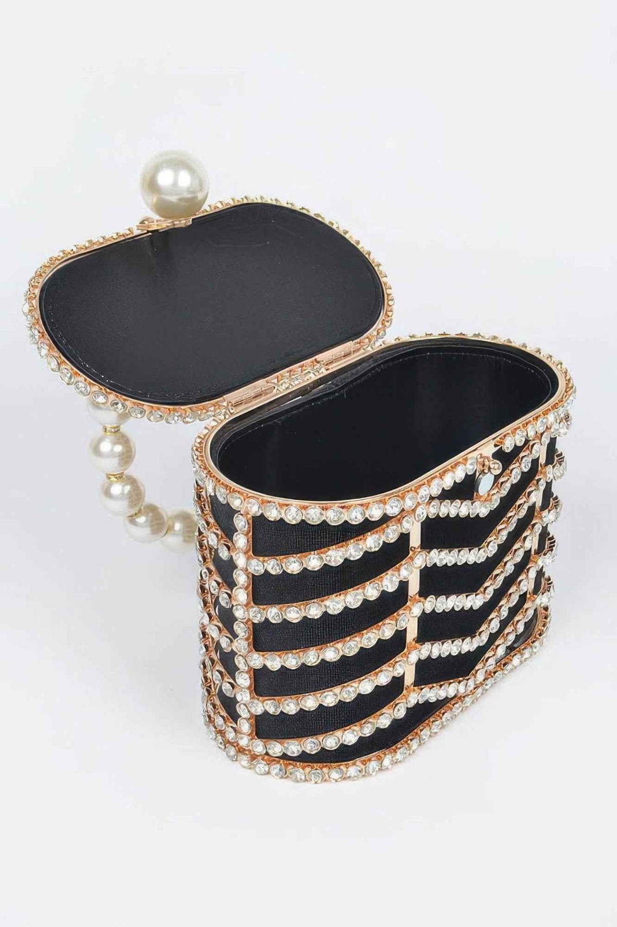 Rhinestone Metal Frame Clutch