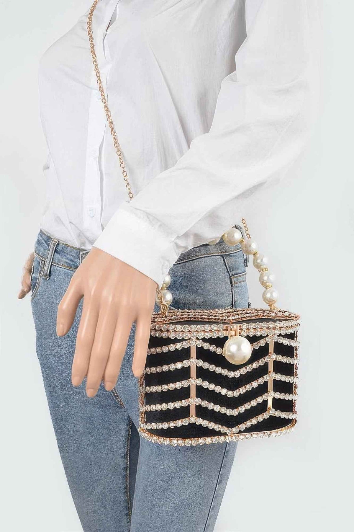 Rhinestone Metal Frame Clutch
