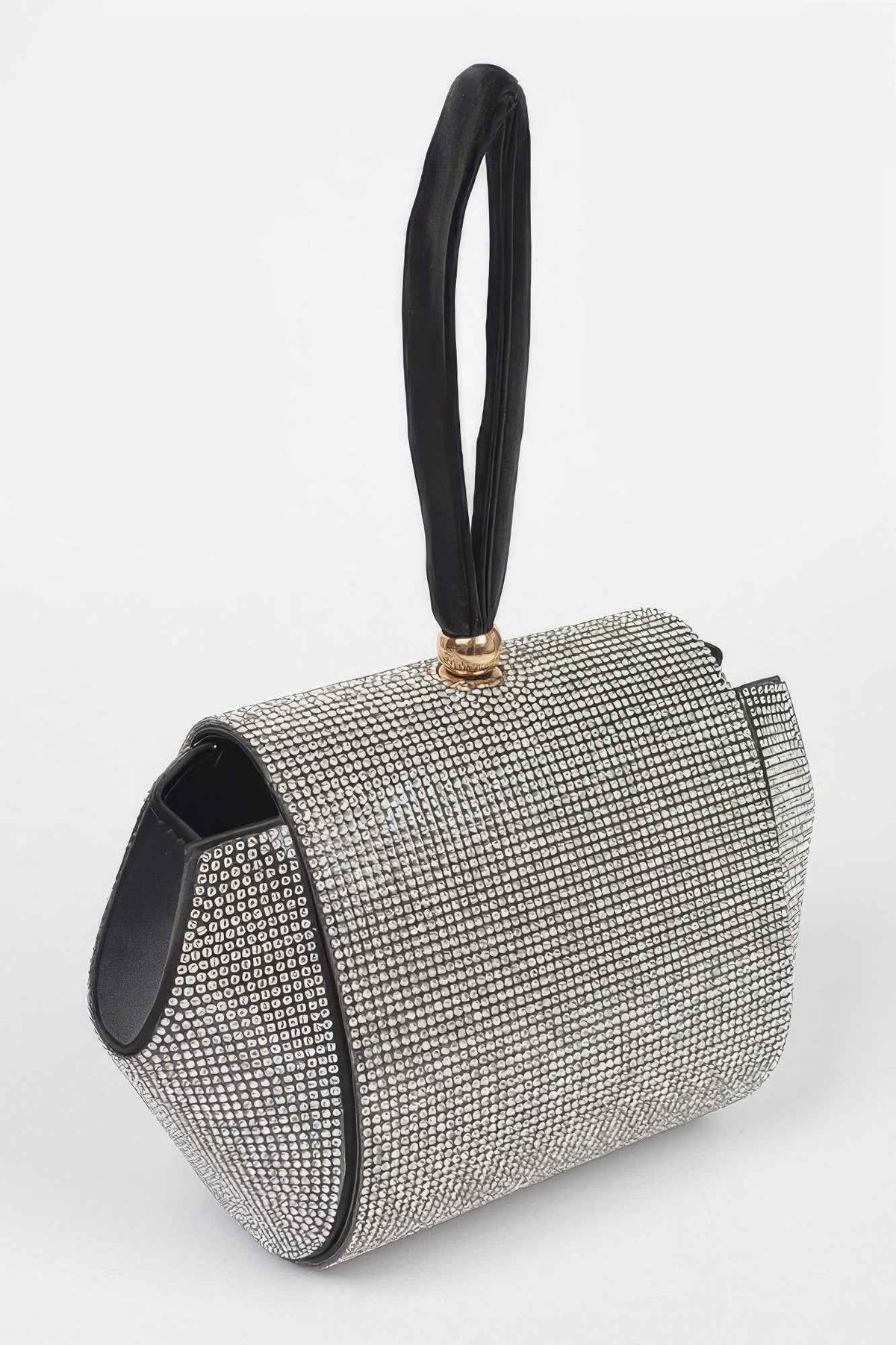 Rhinestone Wrist Band Flap Clutch