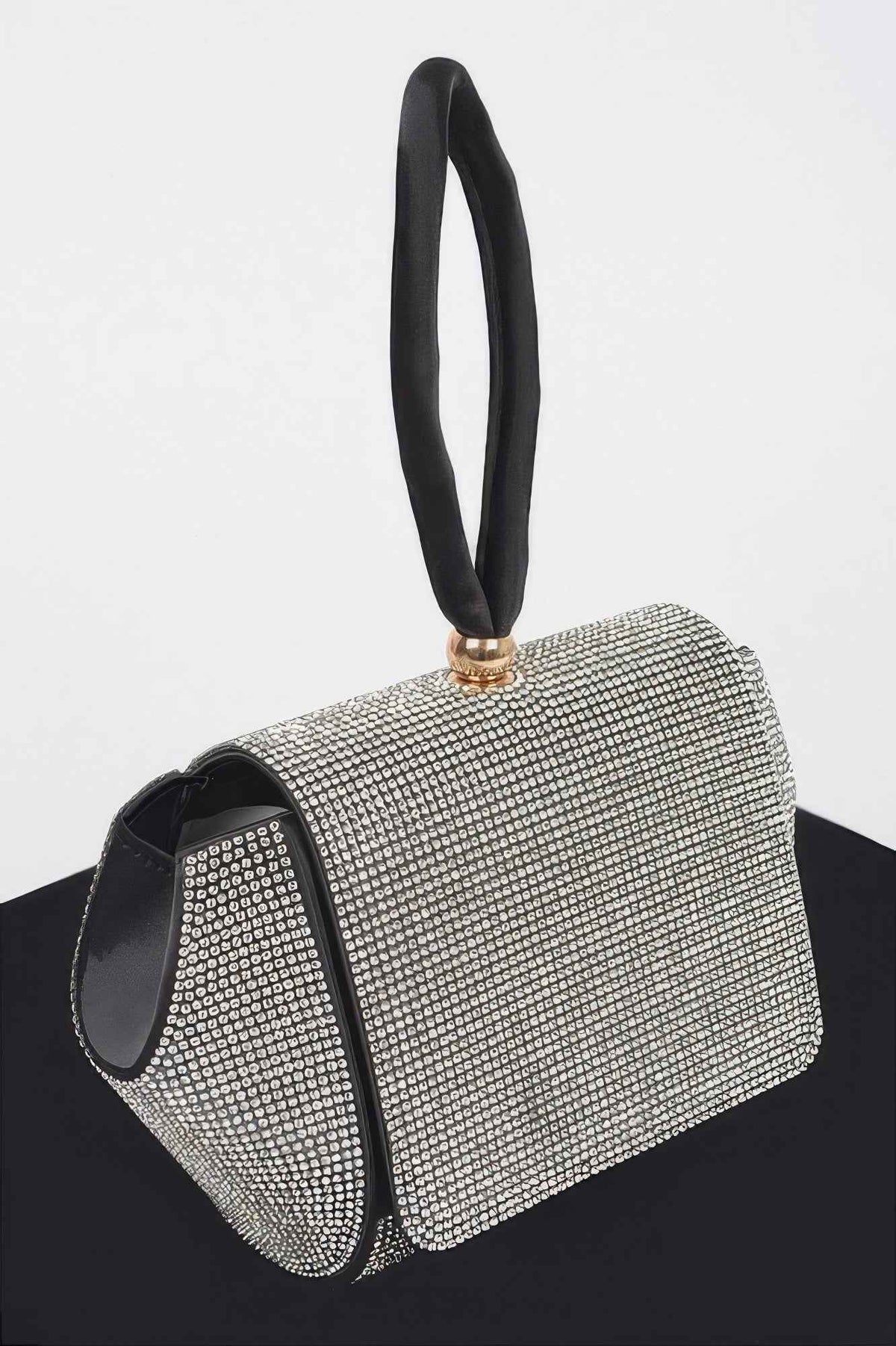 Rhinestone Wrist Band Flap Clutch
