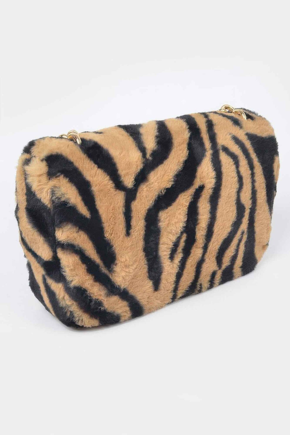 Faux Zebra Fur Shoulder Bag