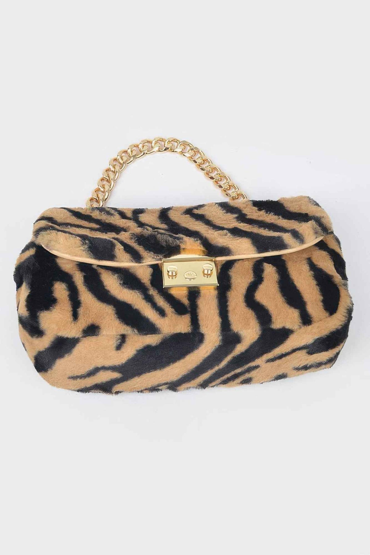 Faux Zebra Fur Shoulder Bag