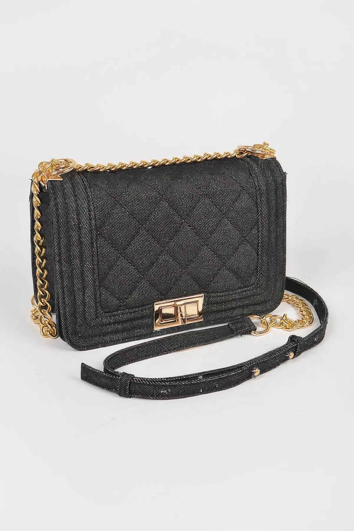 Quilted Denim Crossbody Bag
