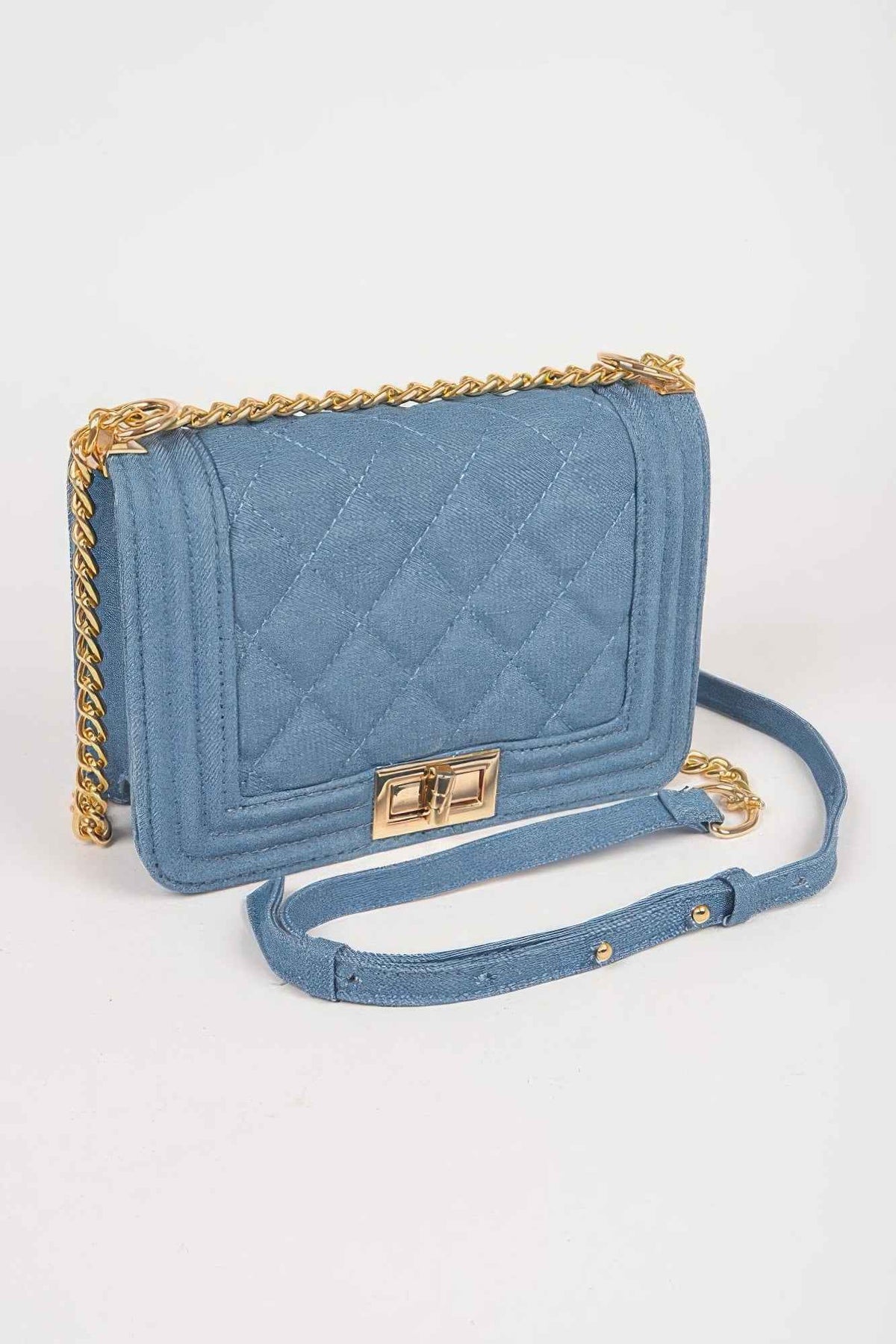 Quilted Denim Crossbody Bag