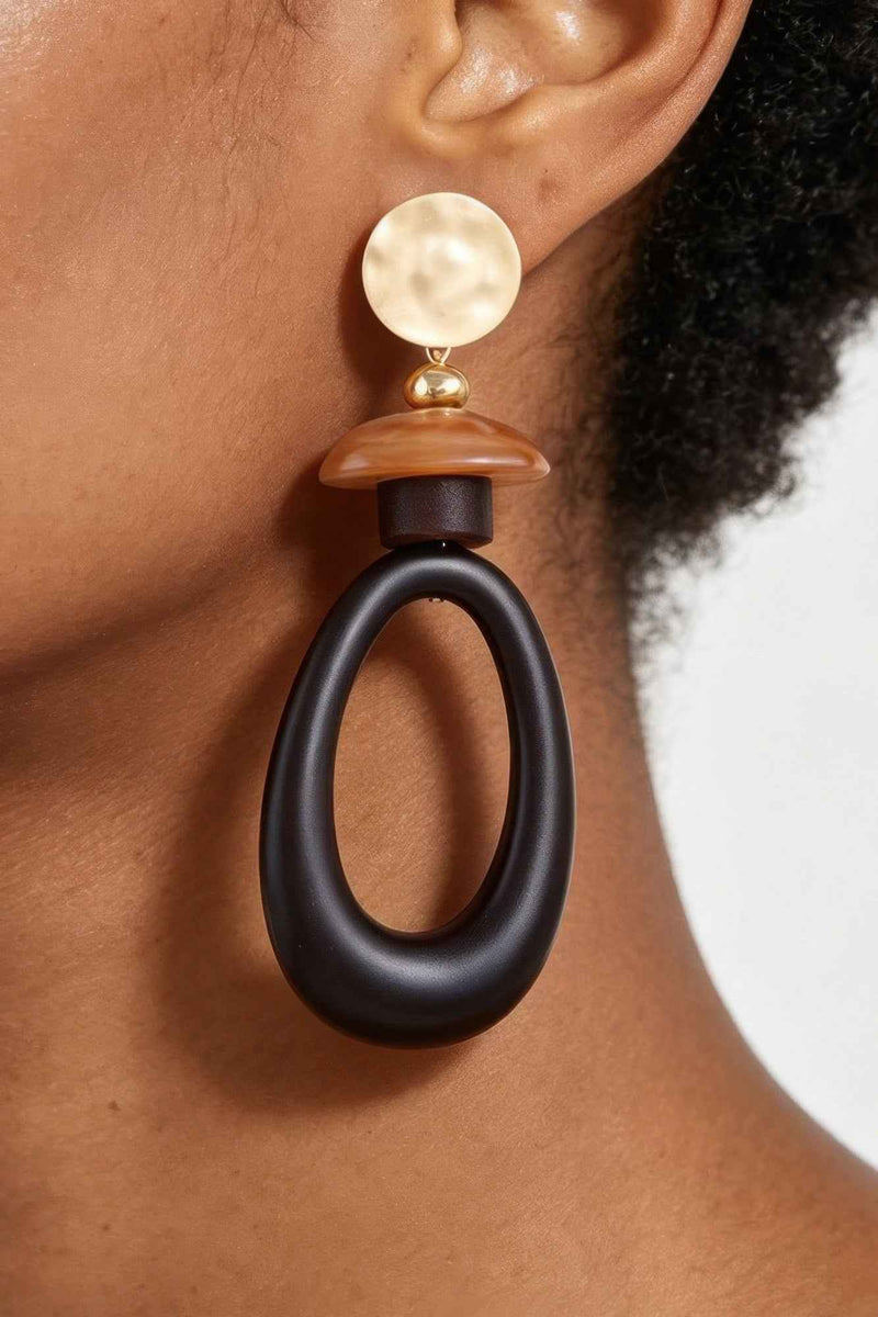 Modern Stone Open Drop Earrings
