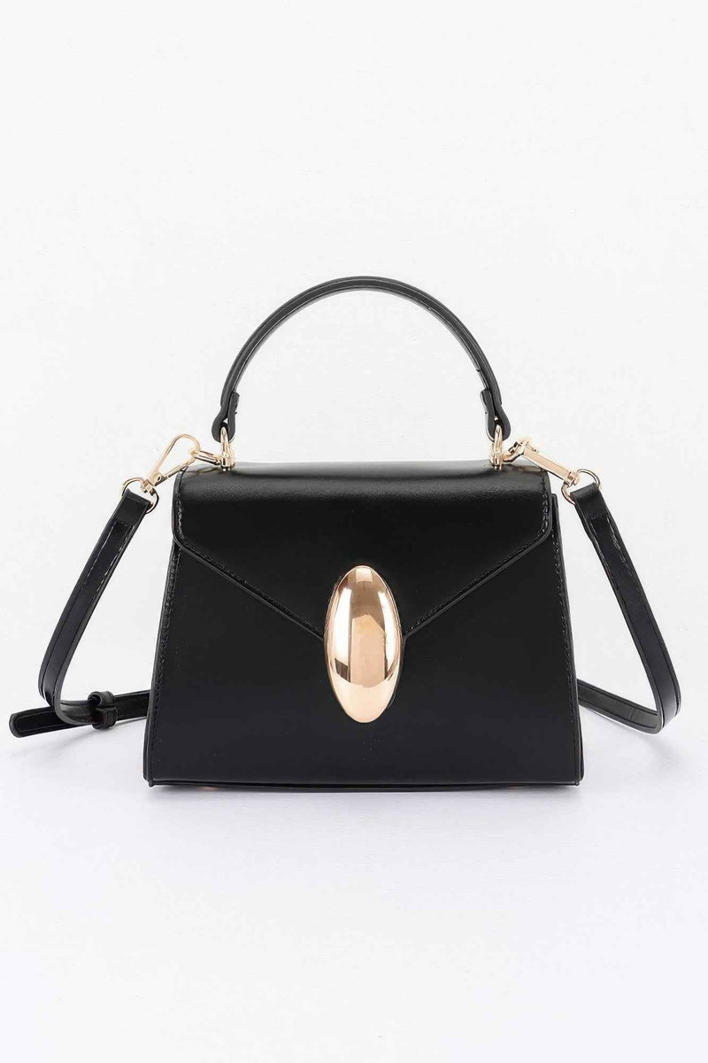 Vegan Leather Top Handle Flap Bag