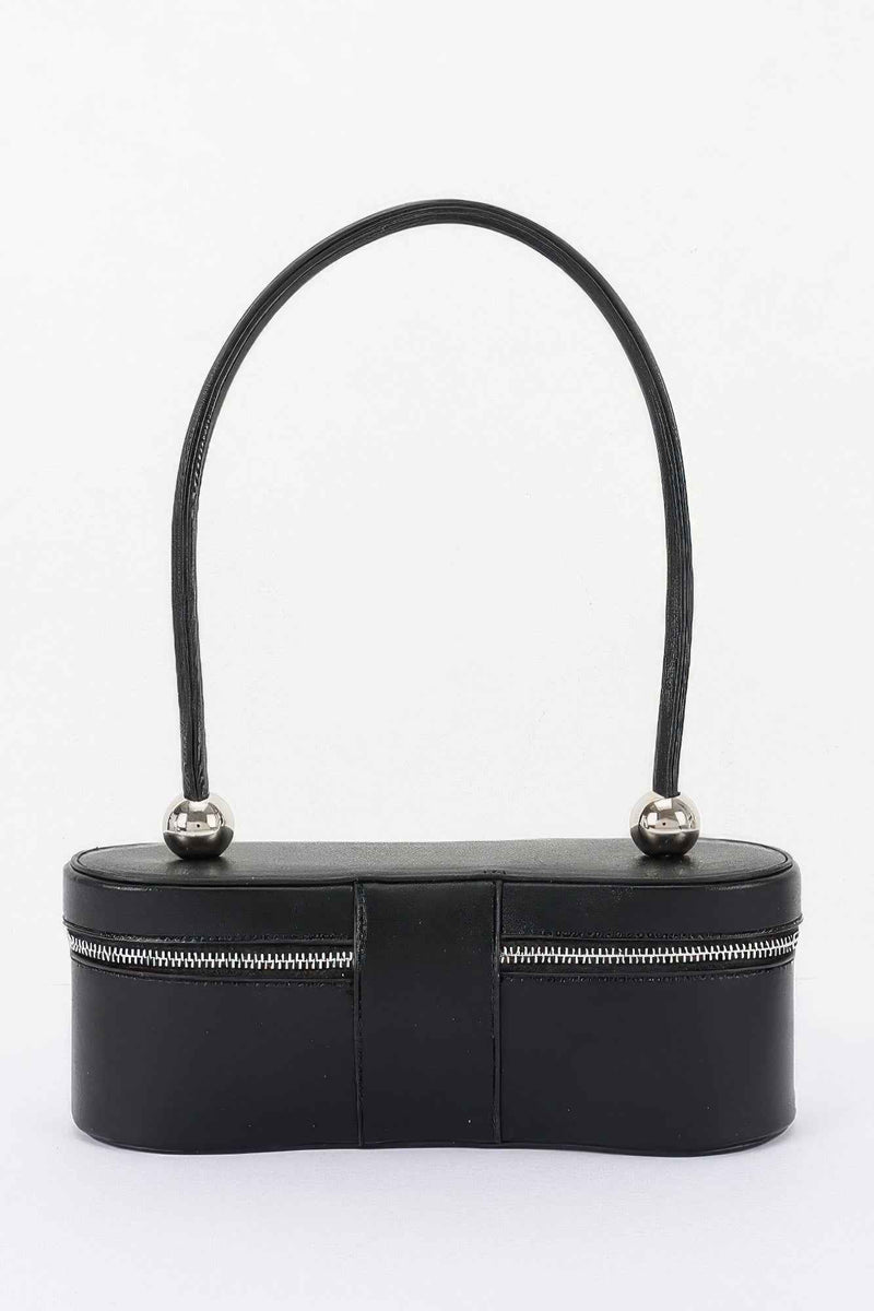 Vegan Leather Long Box Shoulder Bag