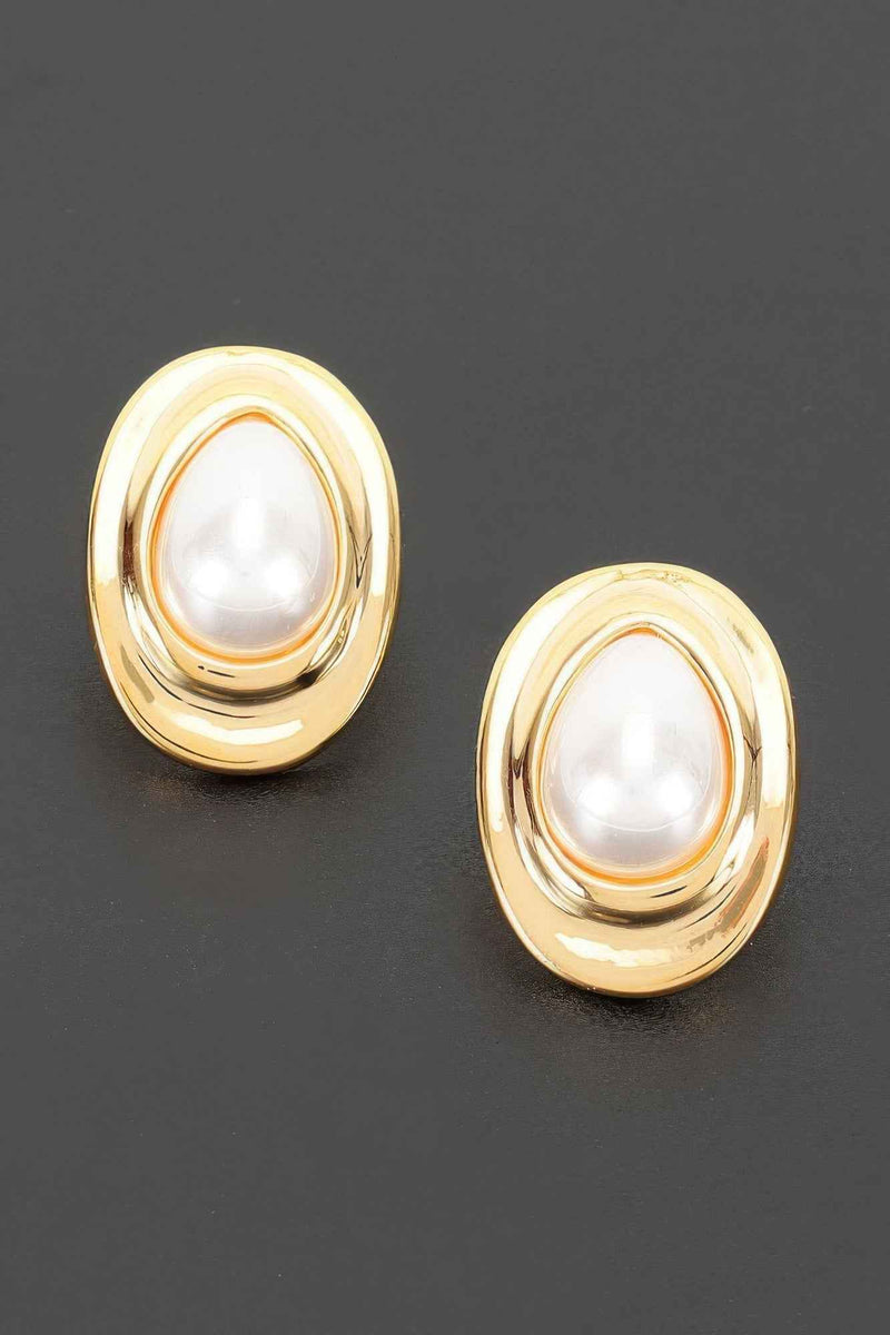 Teardrop Pearl Stud Earrings