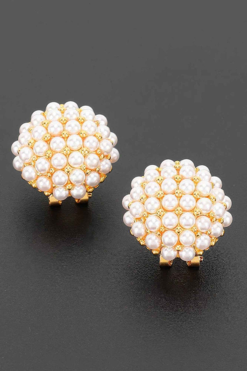 Pearl Cluster Clip-on Earrings
