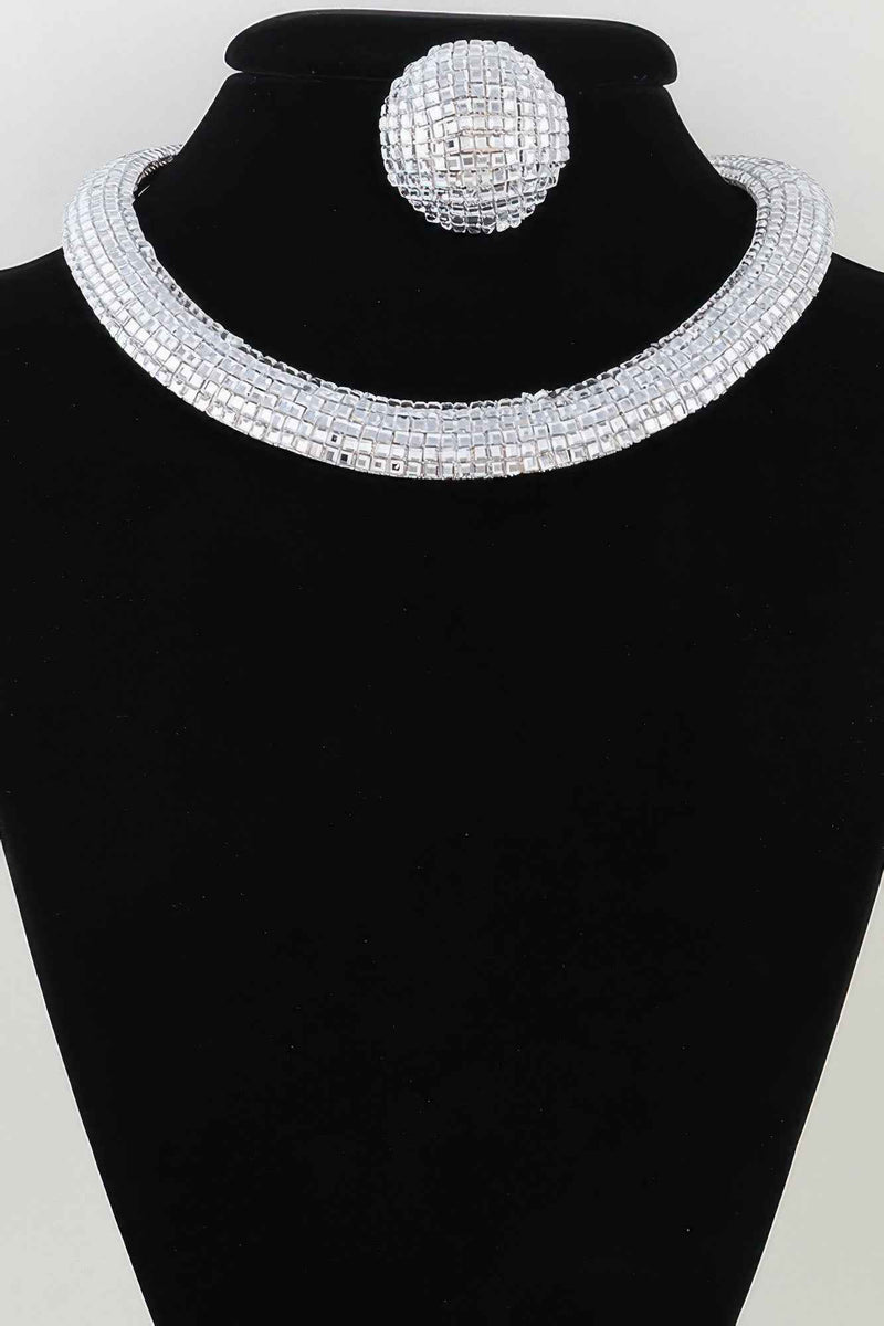 Disco Chain Choker Necklace Set