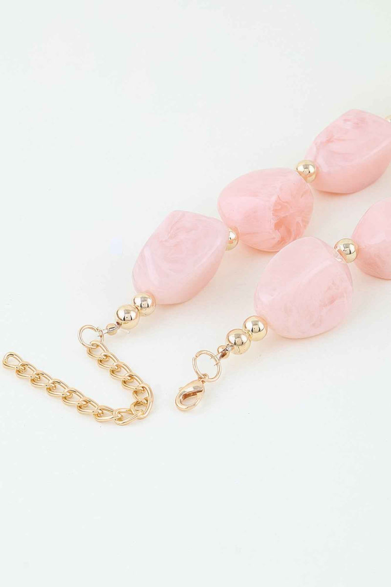 Multi Marble Stone Beaded Statement Necklace