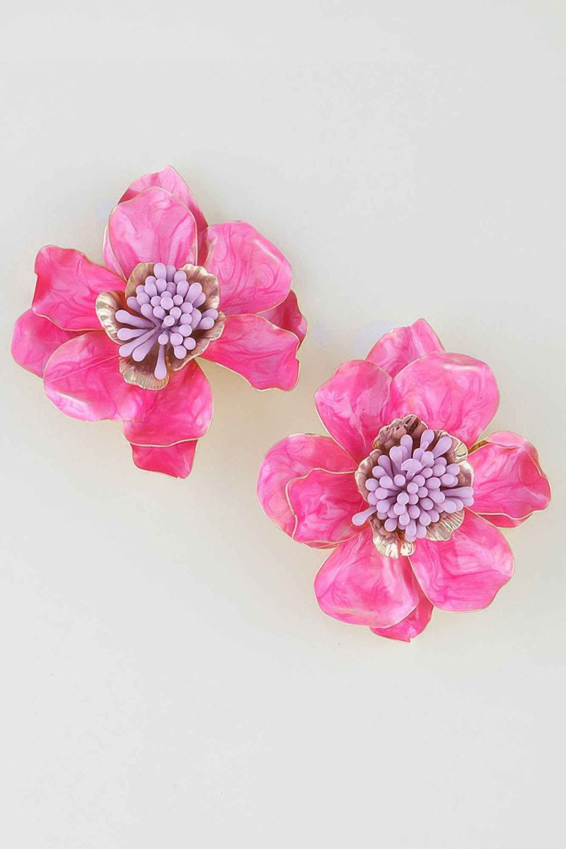 Marble Stone Blossom Flower Earrings