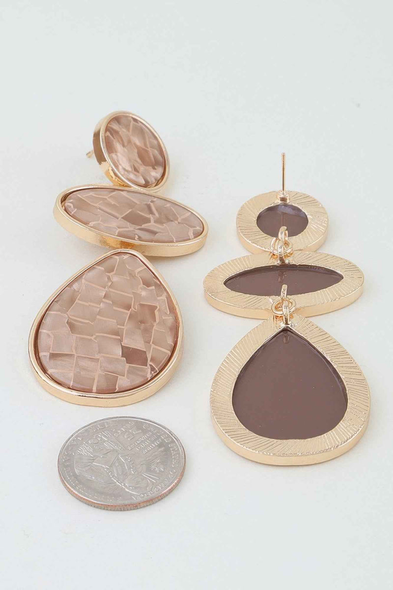 Multi Marble Brick Drop Earrings