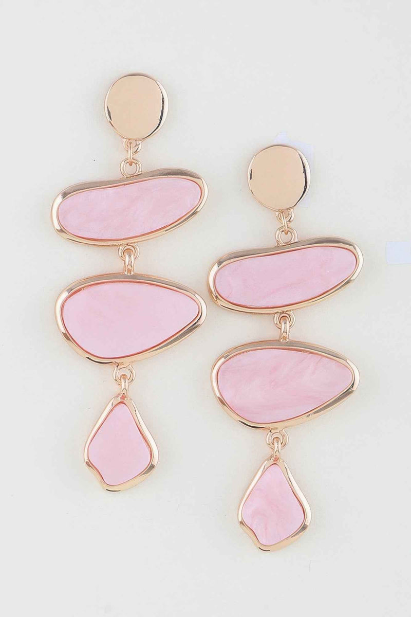 Multi Marble Stone Drop Earrings