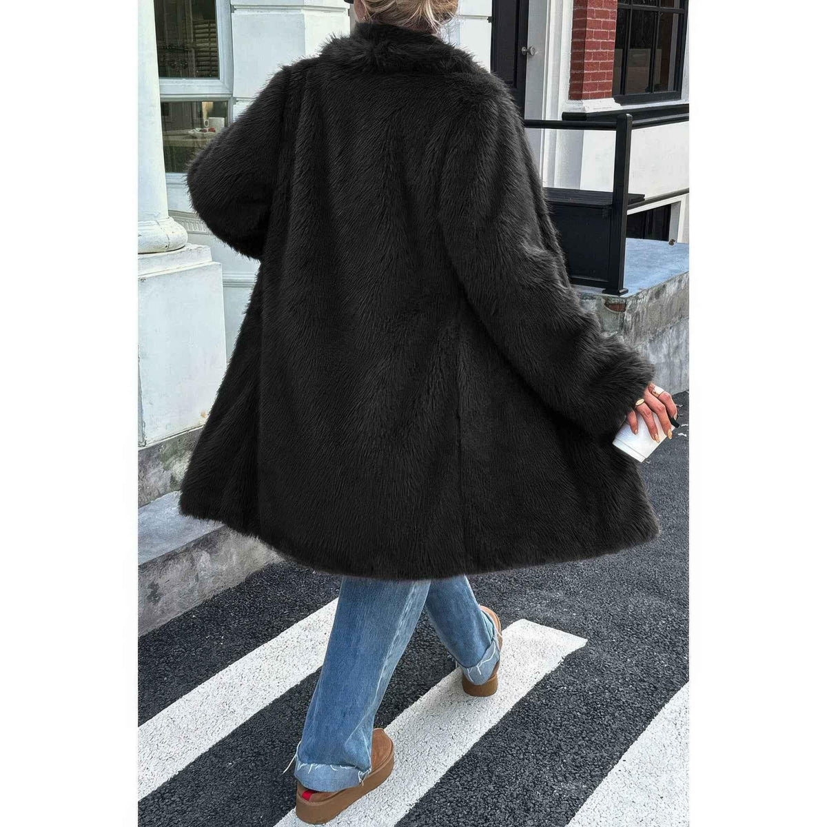 Solid Fluffy Faux Fur Shaggy Long Body Outwear