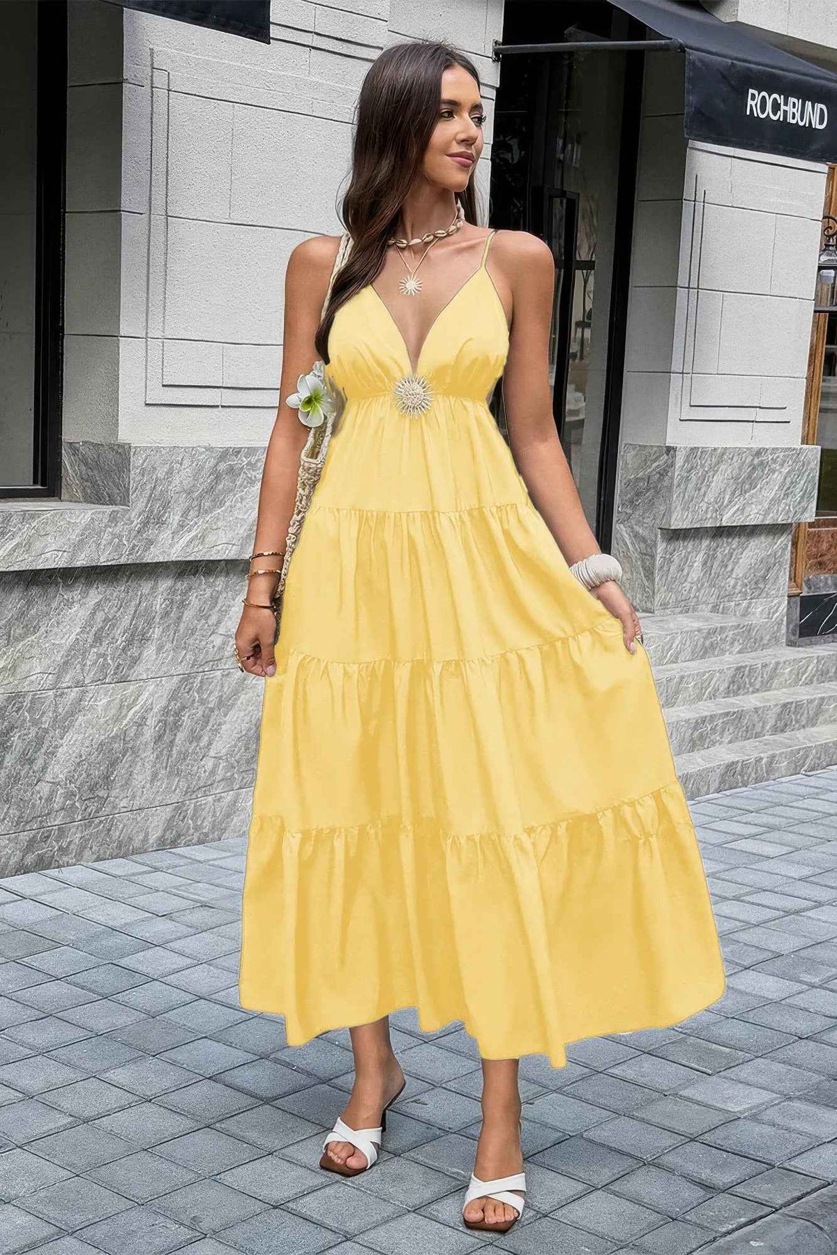 High Waist Sleeveless Open Back Full Dress