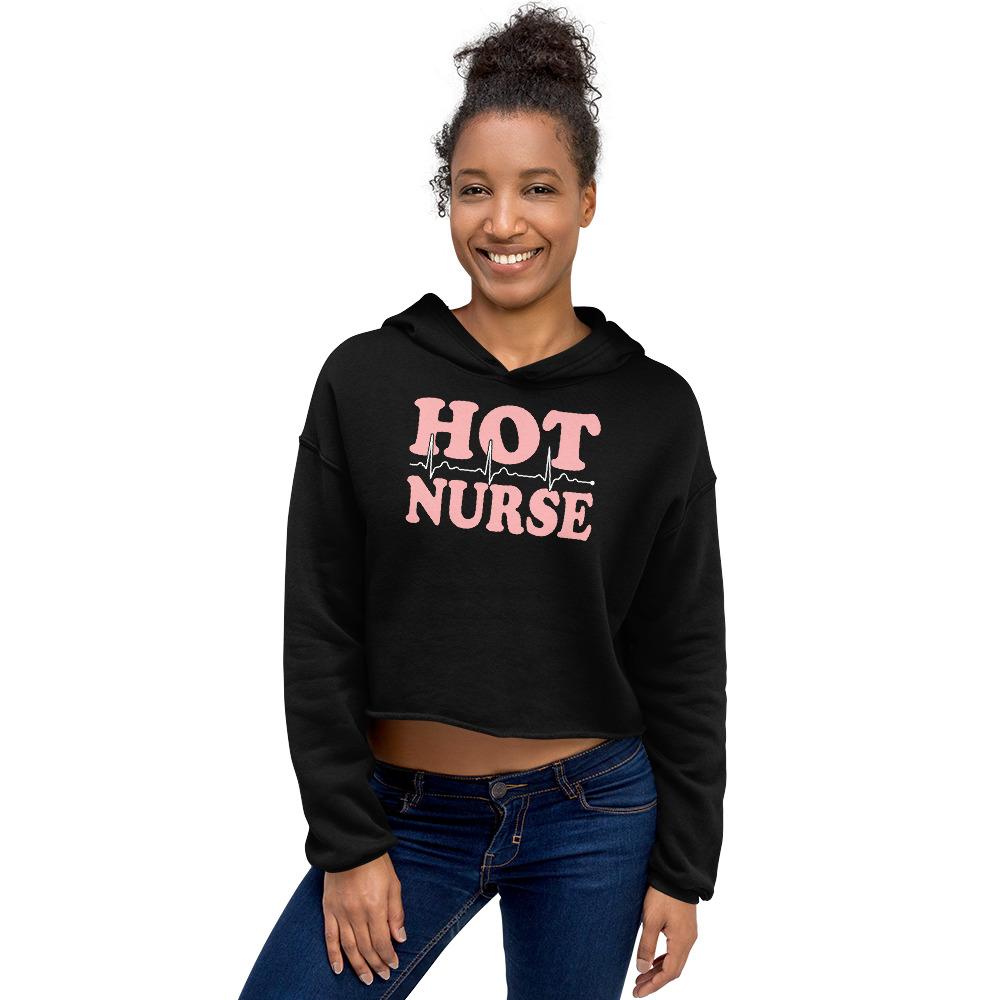 Let fashion take over your wardrobe with this great statement piece. The trendy raw hem and matching drawstrings means that this hoodie is bound to become a true favorite of all Hot Nurses.