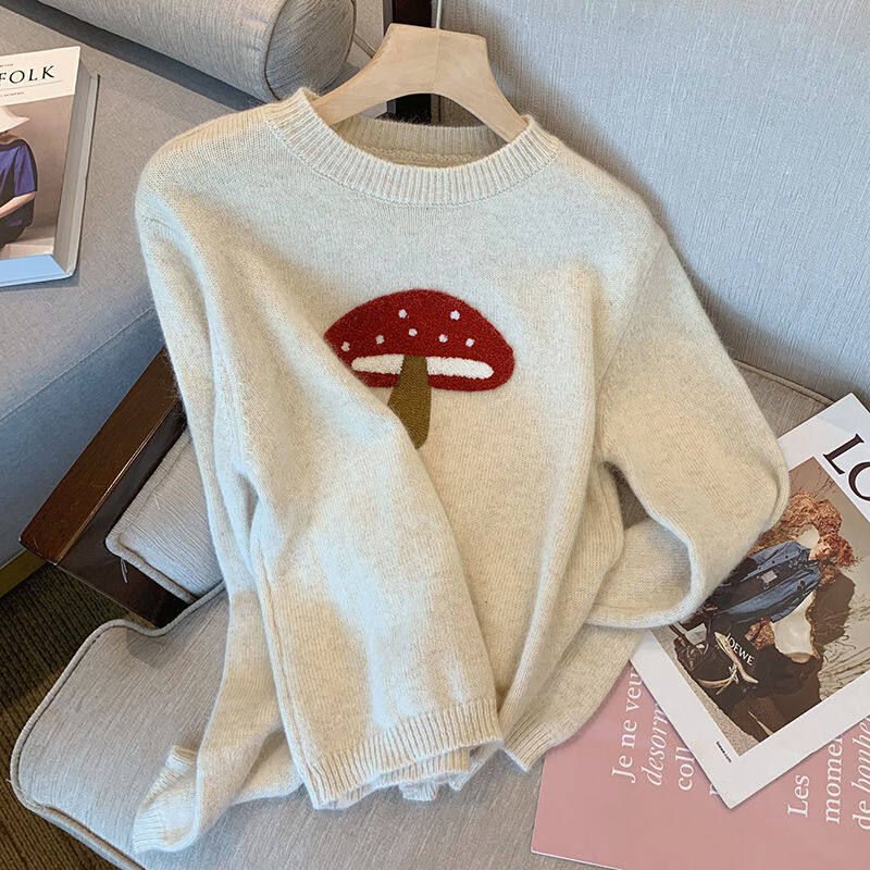 Autumn Spring Mushroom Jumper Women Soft Knitted Sweater