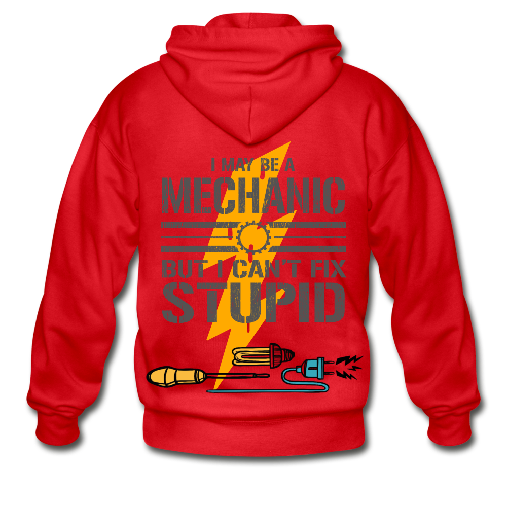 Mechanic  Adult Zip Hoodie - red