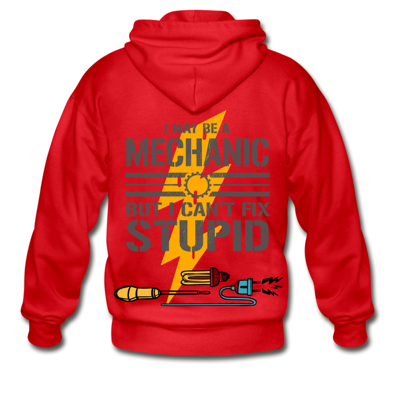 Mechanic Heavy Blend Adult Zip Hoodie - red